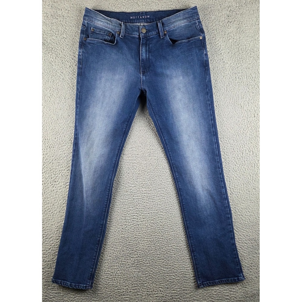 Mott & Bow Jeans Ludlow Mens 33x32 (32x32) Blue Slim Fit Straight Stretch